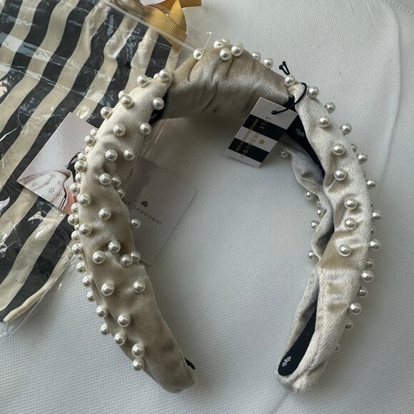 NWT! Lele Sadoughi Pearl Embellished Knotted Headband - Ivory main image 4